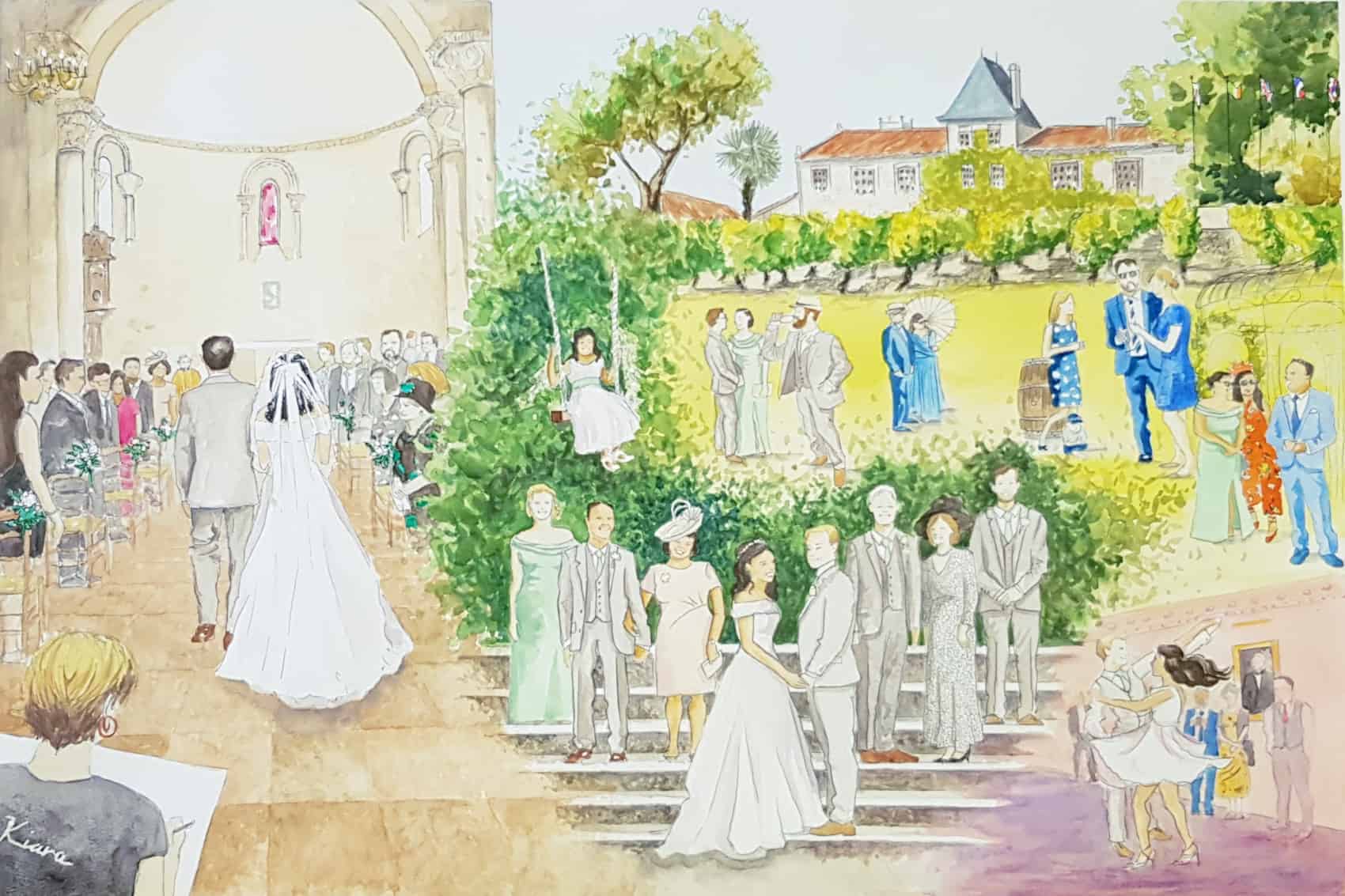 Live wedding painting in Bordeaux, France.