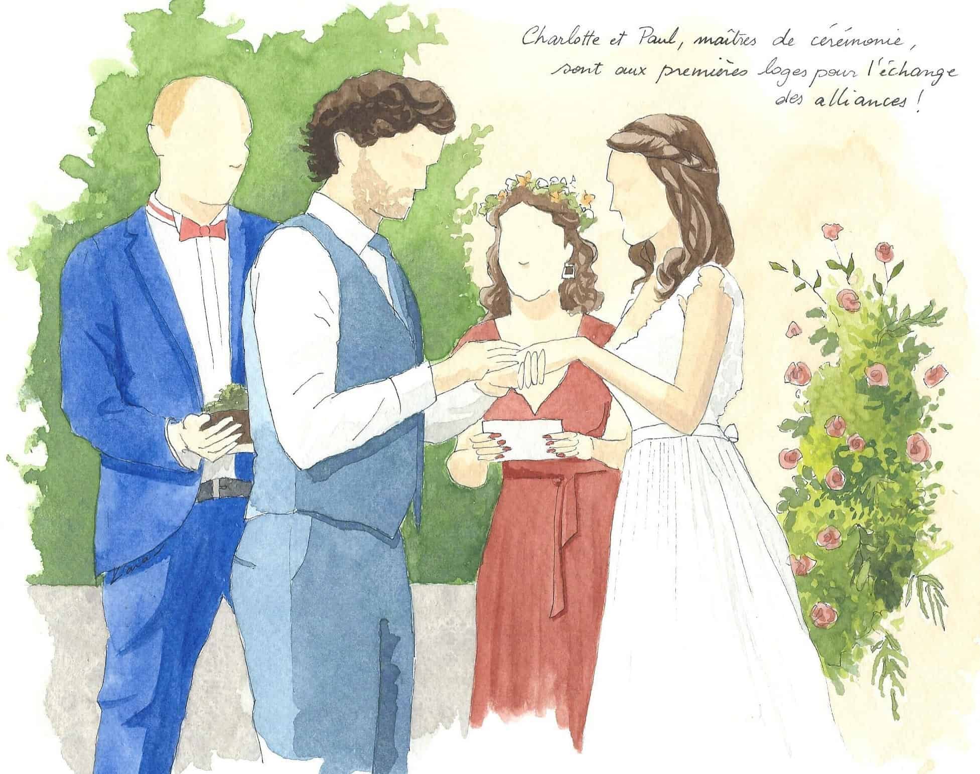 Painting of a wedding ceremony in South of France